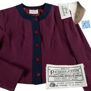 Miss Pendleton 100% Wool Hounds tooth Blazer Sz 10